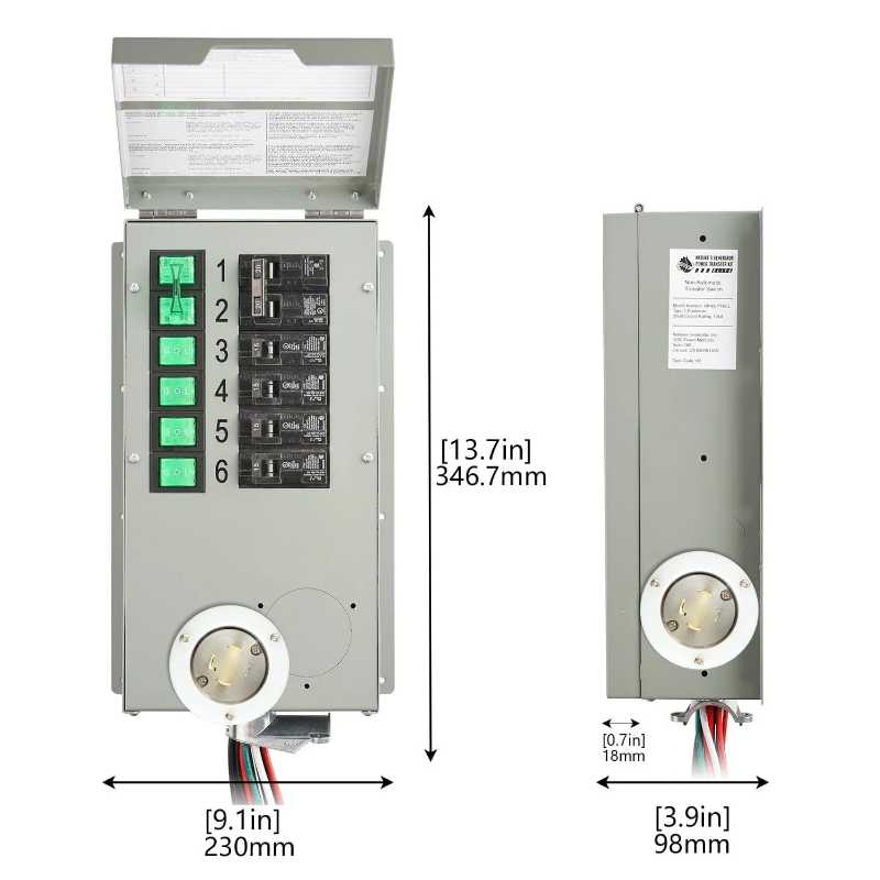Natures Generator Powerhouse Gold PE System Transfer Switch Dimensions