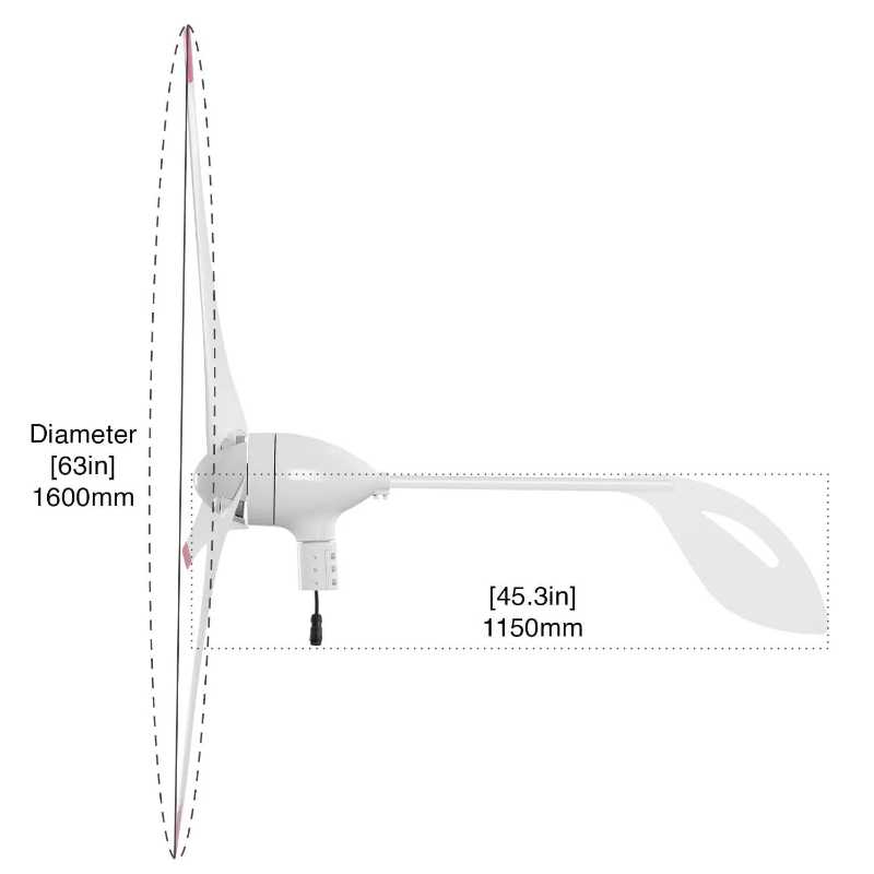 Natures Generator Powerhouse Gold WE System Wind Turbine Dimensions